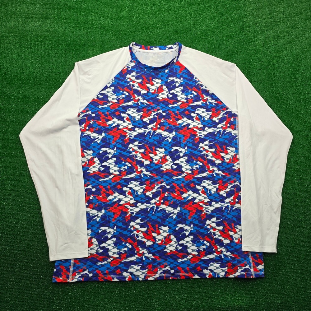 Silver Bait‎ Shirt Mens XL Geometric Long Sleeve Rash Guard Fishing Performance